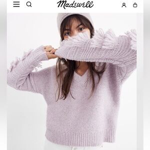 MADEWELL Fringe-Sleeve Pullover Sweater